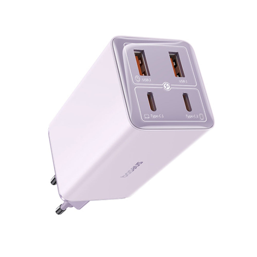 Baseus - Wall Charger GaN6 Pro (P10162705532-00) - Type-C Cable Included, 2x USB, 2x Type-C, 100W, 100W, 20V, 5A, 1m - Purple