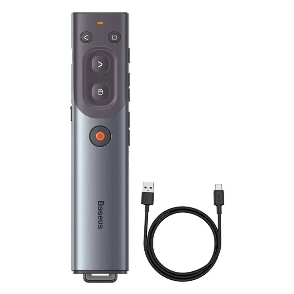 Baseus - Remote Control Orange Dot (WKCD020013) - for Presentation, with a Red Laser Pointer, Smart Voice Assistant - Gray
