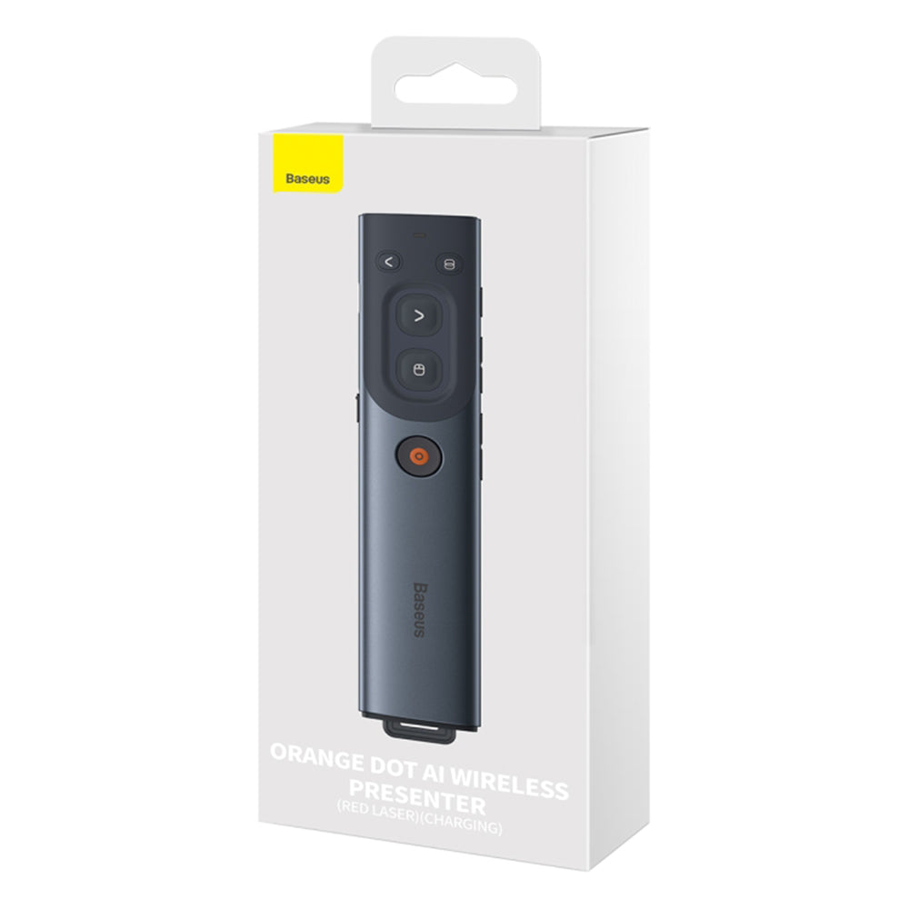 Baseus - Remote Control Orange Dot (WKCD020013) - for Presentation, with a Red Laser Pointer, Smart Voice Assistant - Gray