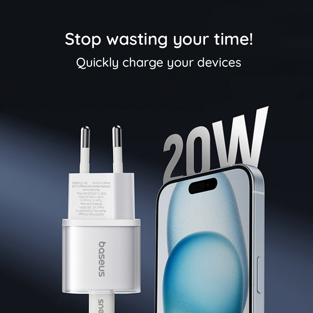 Baseus - Wall Charger (P10162503213-00) - GaN5S, Type-C, 20W - White
