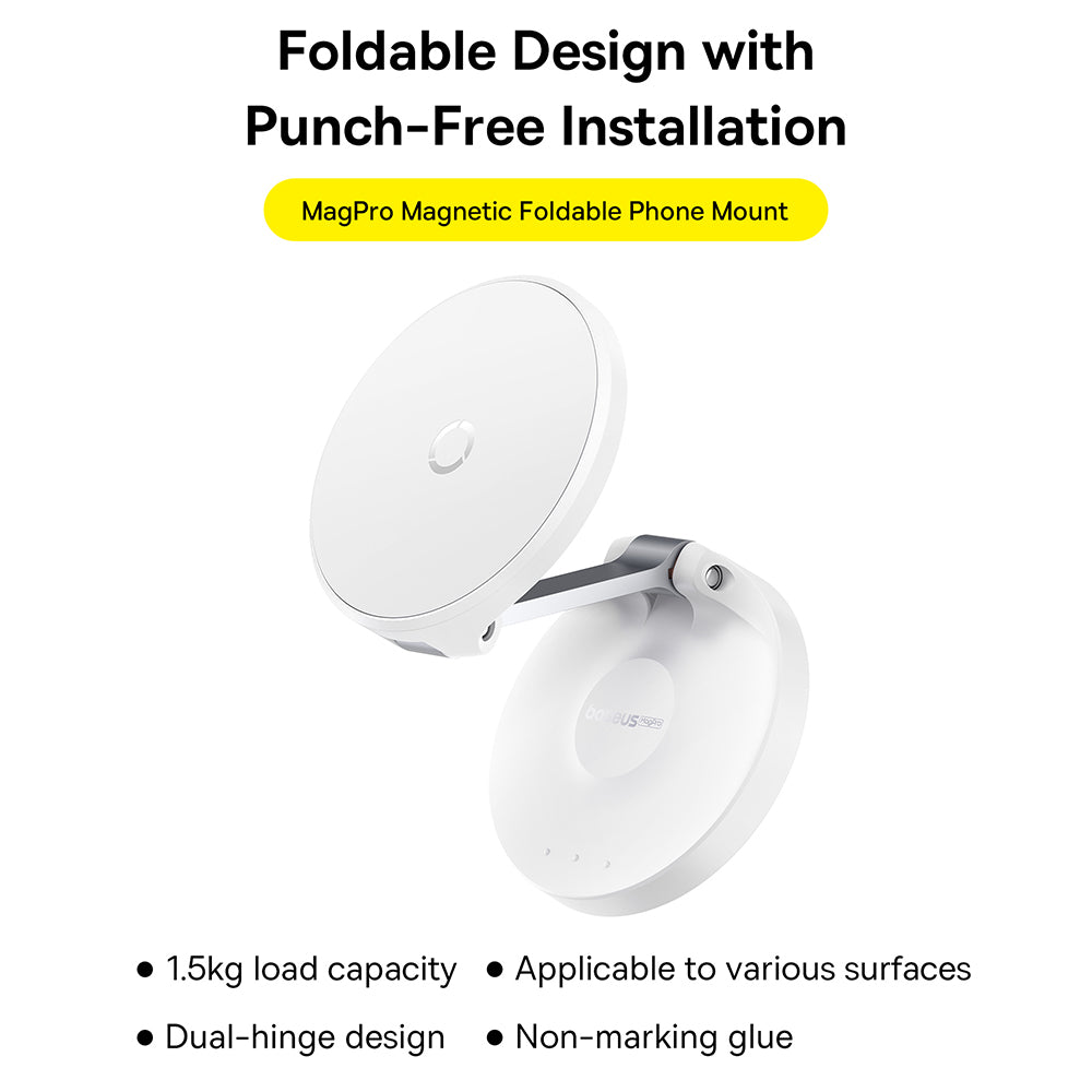 Baseus - Desk Holder MagPro (B10564101211-00) - Foldable Phone Mount - White