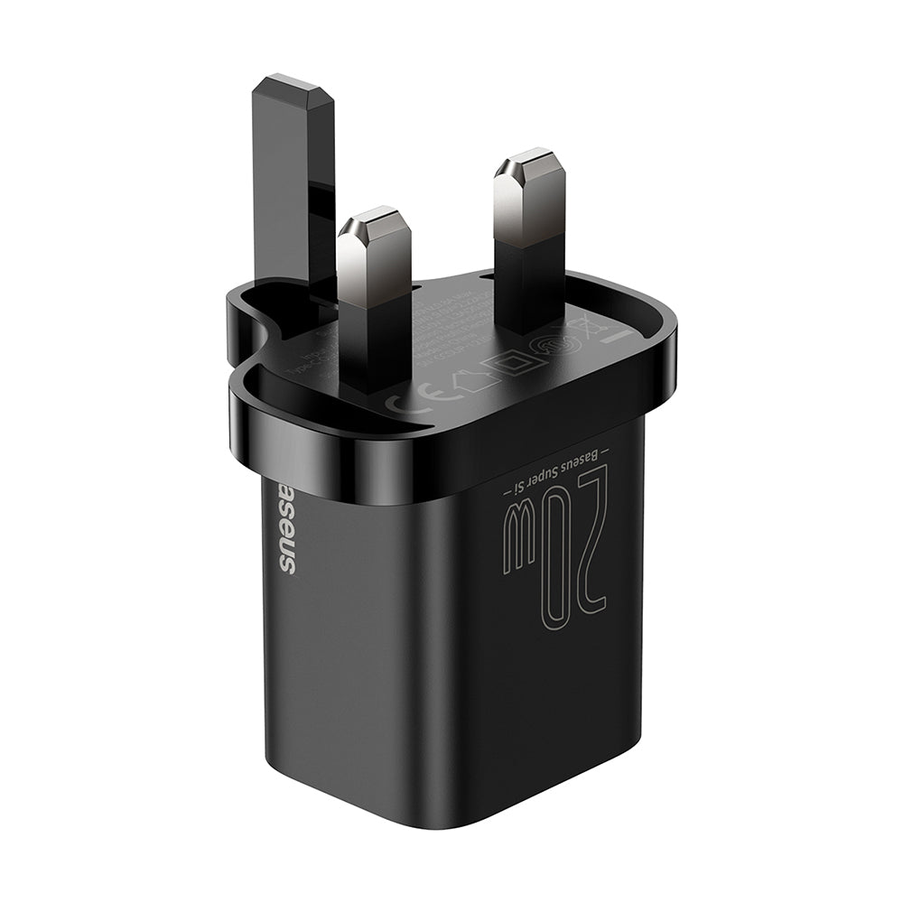 Baseus - Wall Charger Super Si (CCSUP-K01) - UK Plug, Type-C, Quick Charge 20W - Black