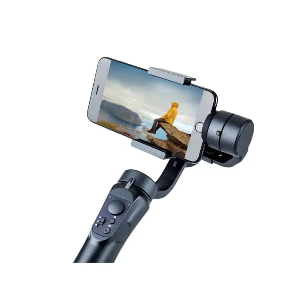 Techsuit - Phone Gimbal (H4) - with 3 Axis Handheld, Joystick, Micro-USB, 6.1inch Max, Aluminum Alloy, 2200mAh - Black