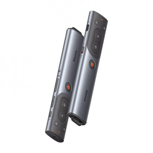 Baseus - Remote Control Orange Dot (WKCD020013) - for Presentation, with a Red Laser Pointer, Smart Voice Assistant - Gray