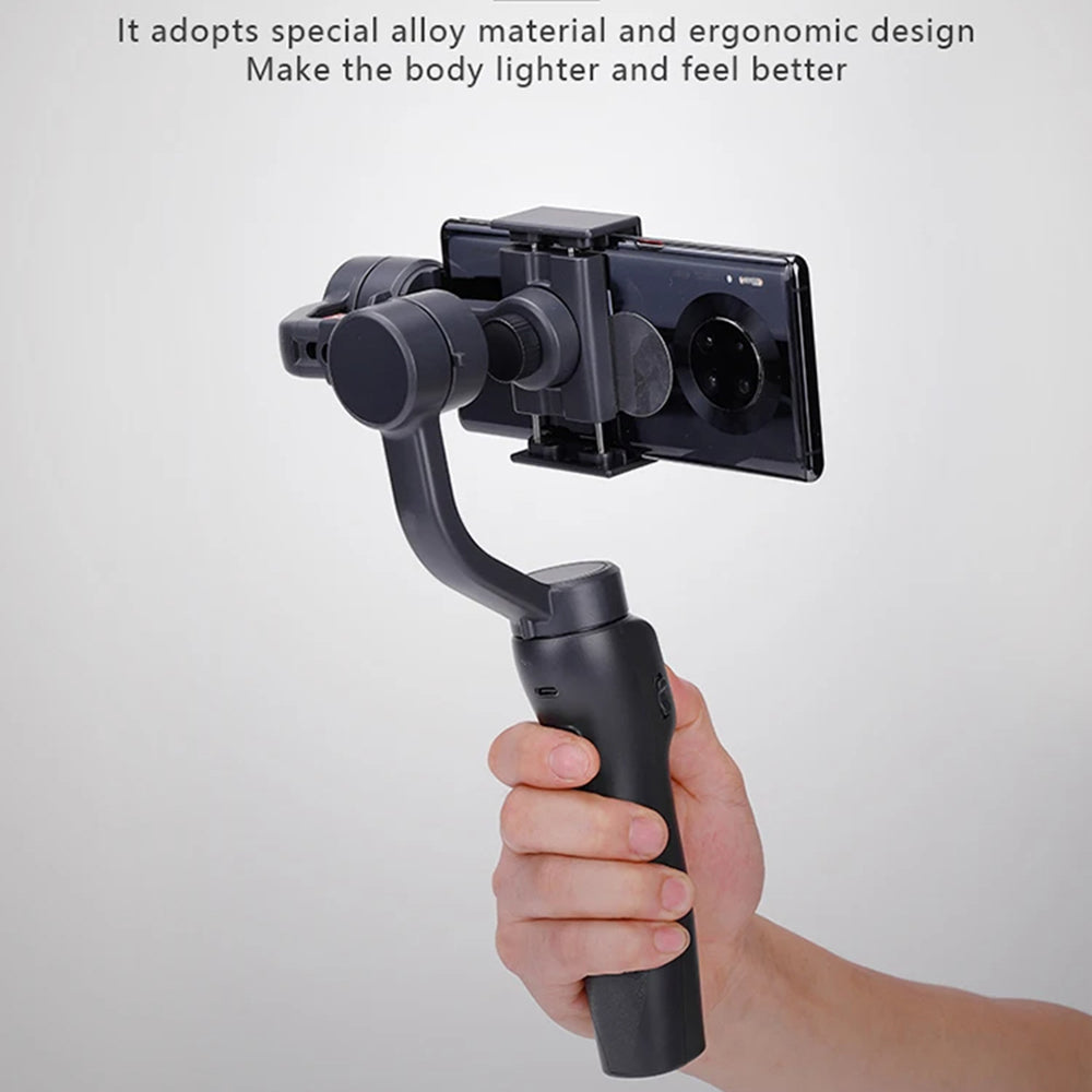 Techsuit - Phone Gimbal (F8) - 3 Axis, with Sport Inception, Timing Control, Bluetooth, Remote, Type-C, 2200 mAh - Black