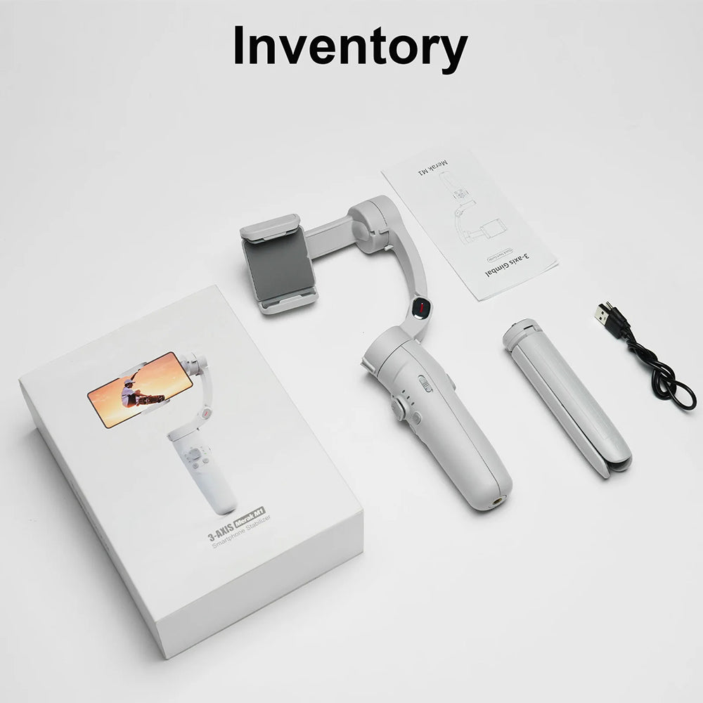 Techsuit - Phone Gimbal (M1) - Stabilizer Tripod, with Inception Mode, Face Tracking, Focus, Remote Control, Foldable - Gray