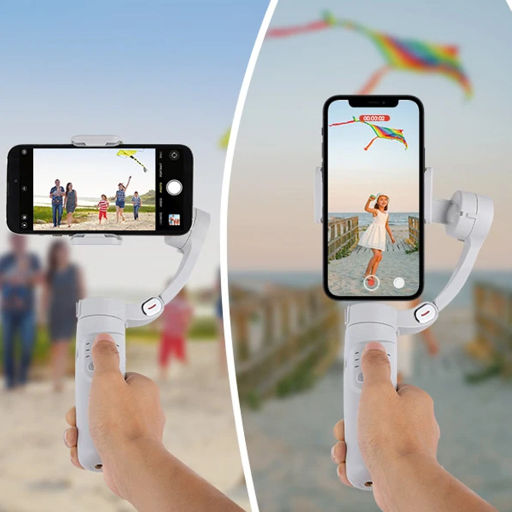 Techsuit - Phone Gimbal (M1) - Stabilizer Tripod, with Inception Mode, Face Tracking, Focus, Remote Control, Foldable - Gray