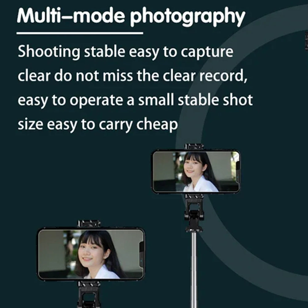 Techsuit - Mini Selfie Stick (K03) - Compact Tripod Mount with Bluetooth Remote Control, Foldable, 70cm - Black