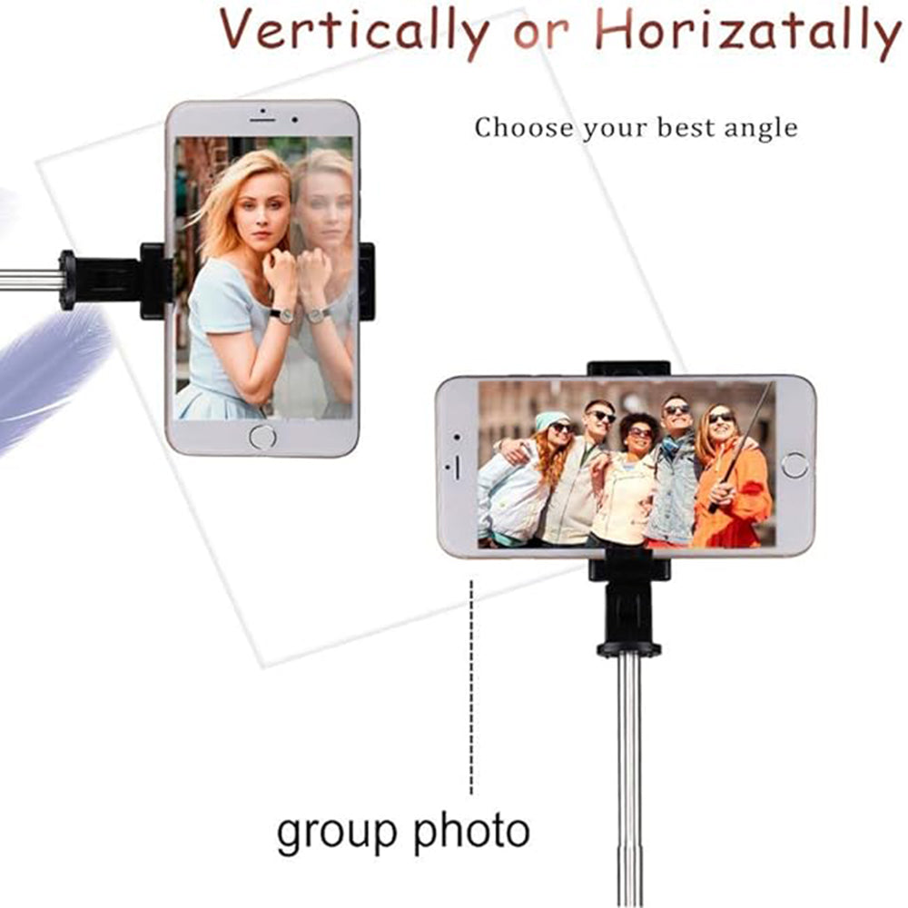 Techsuit - Selfie Stick (K07) - Compact Tripod Mount with Bluetooth Remote Control, Foldable, 70cm - Black