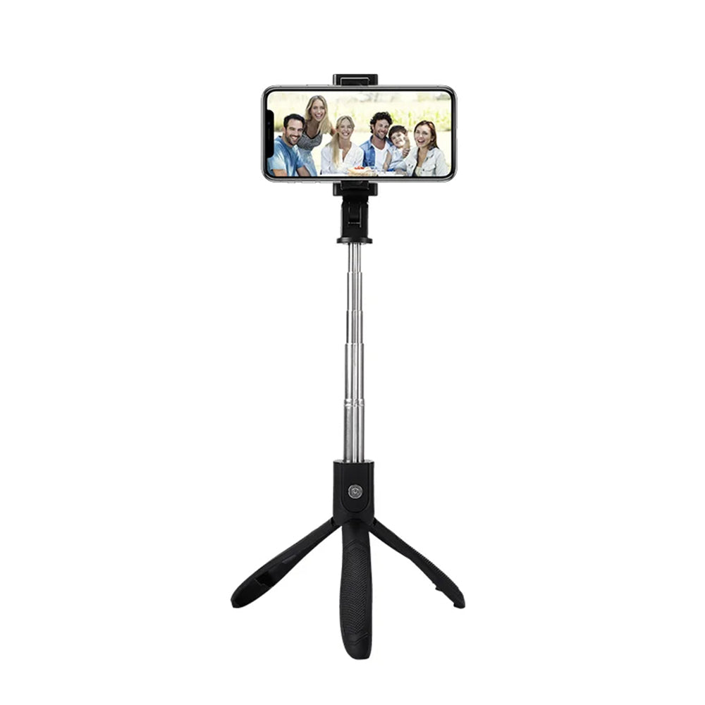Techsuit - Selfie Stick (K06) - Stable Tripod with Bluetooth Remote Control, Foldable, 360 Rotation, 70cm - Black