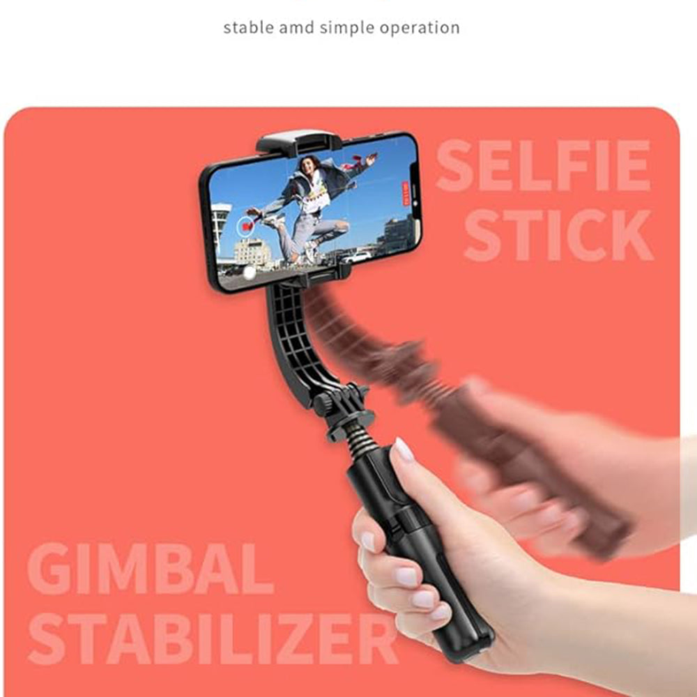 Techsuit - Mini Selfie Stick (L08Mini) - Stable Gimbal/Tripod with Removable Wireless Remote, 360 Rotation Head, 70cm - Black