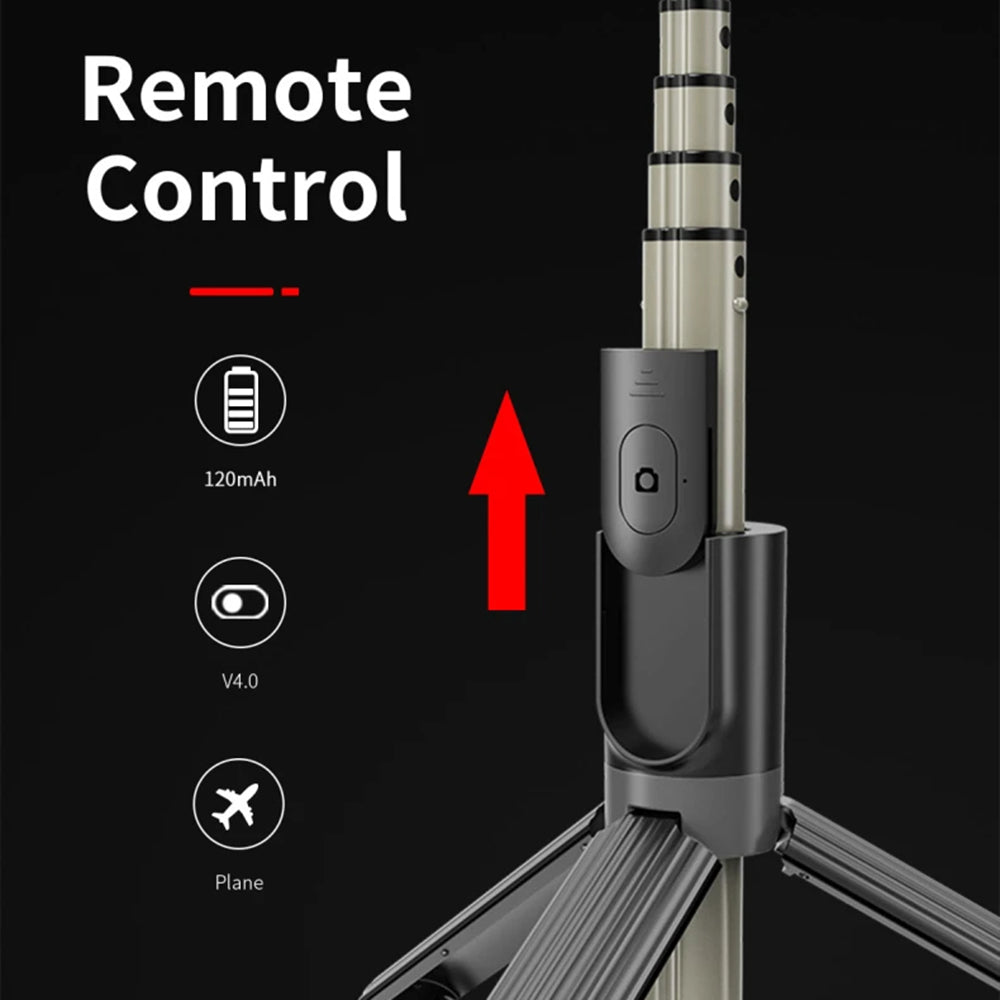 Techsuit - Selfie Stick (L07) - Stable Tripod with Bluetooth Remote Control and Beauty Ring Light, 90cm - Black