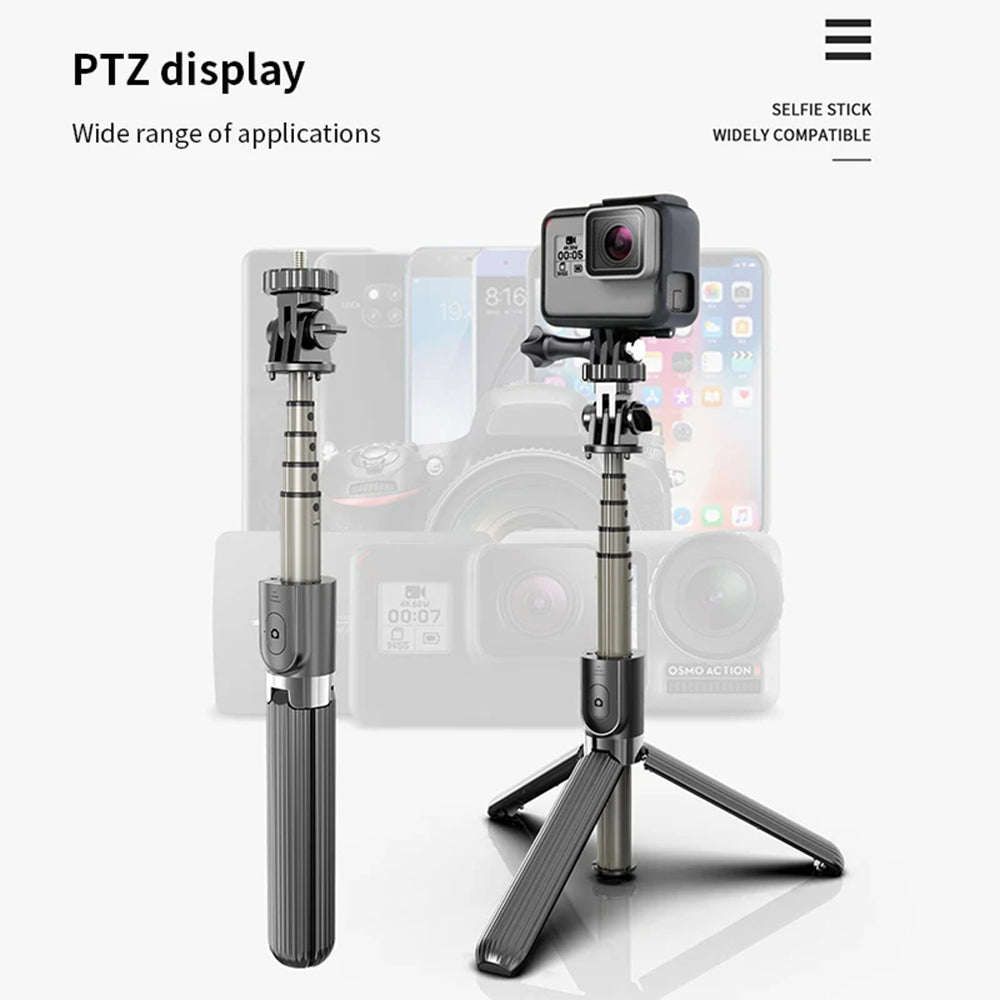 Techsuit - Selfie Stick (L03) - Stable Tripod with Bluetooth Remote Control, Aluminium Alloy, 83cm - Black