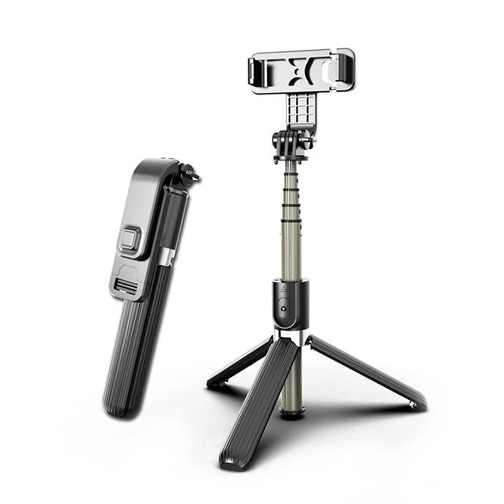 Techsuit - Selfie Stick (L03) - Stable Tripod with Bluetooth Remote Control, Aluminium Alloy, 83cm - Black