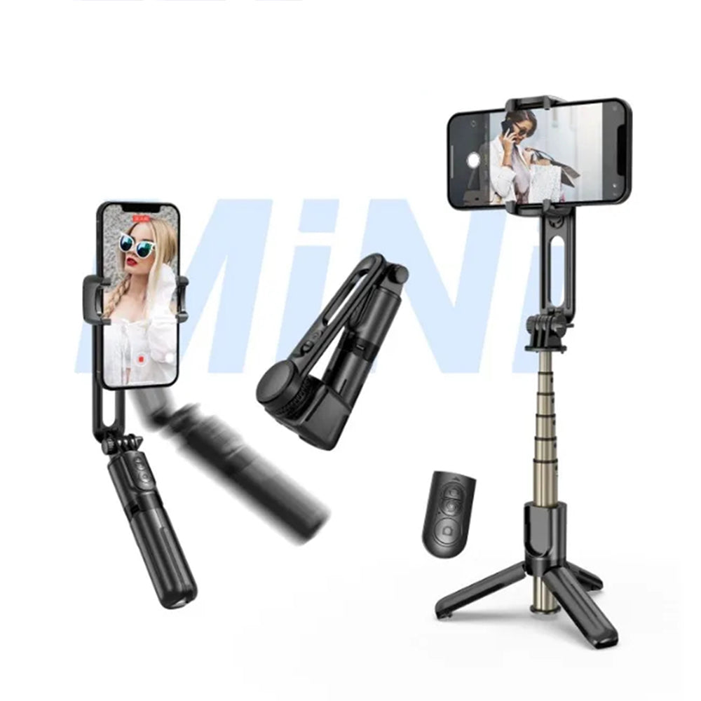 Techsuit - Mini Selfie Stick (L18Mini) - Stable Gimbal/Tripod with Bluetooth Remote Control, 360 Rotation, 70cm - Black