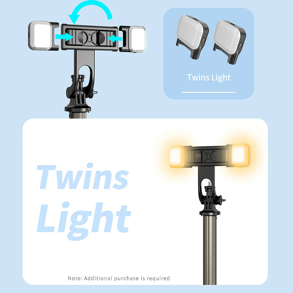 Techsuit - Selfie Stick (Q06) - Stable Tripod with Bluetooth Remote Control, Aluminium Alloy, 360 Rotation, 156cm - Black