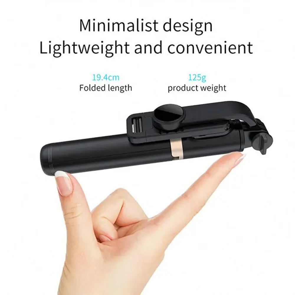 Techsuit - Selfie Stick (Q03) - Stable Tripod with Bluetooth Remote Control, Aluminium Alloy, 360 Rotation, 74cm - Black