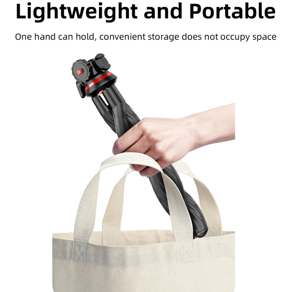 Techsuit - Selfie Stick (C02) - for Phones and Action Cameras, with Flexible Tripod, 43cm - Black