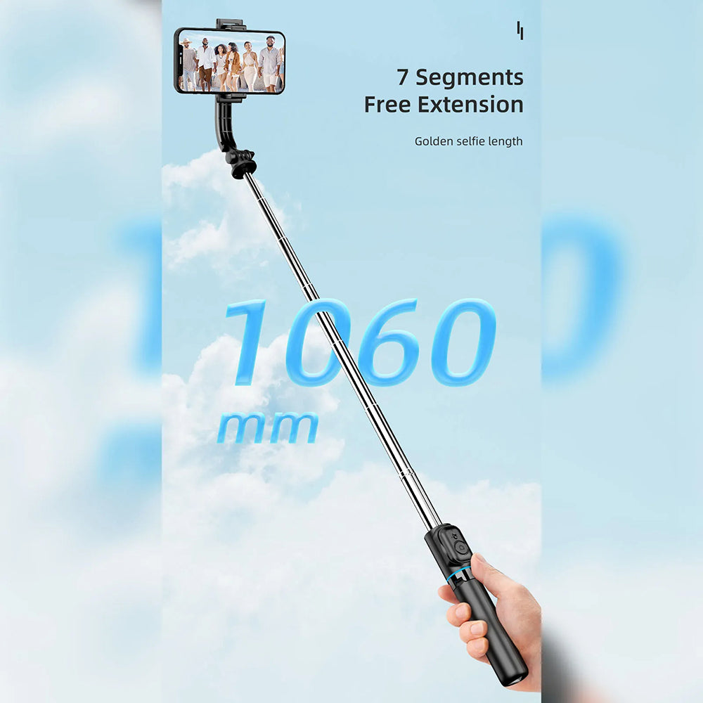 Techsuit - Selfie Stick (C01) - with Foldable Stable Tripod and Bluetooth Remote Control, 106cm - Black