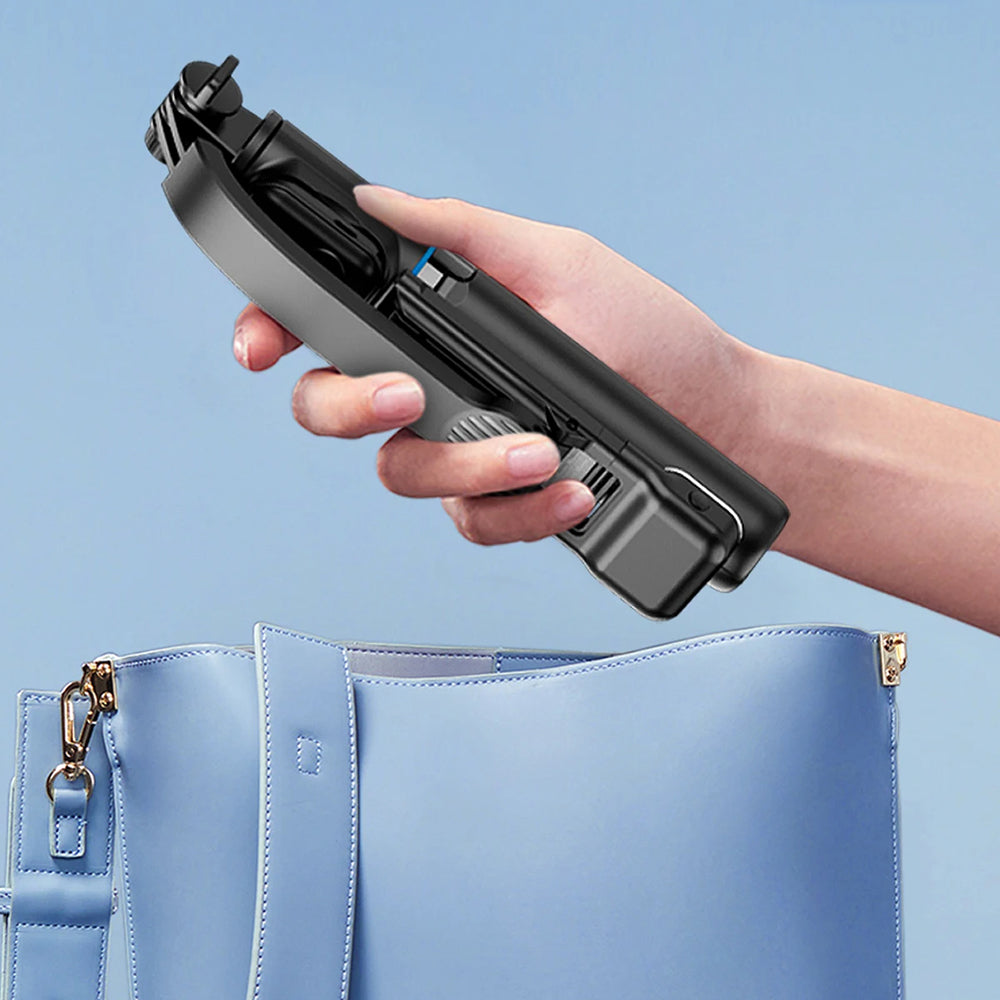 Techsuit - Selfie Stick (C01s) - with Foldable Stable Tripod, Bluetooth Remote Control, Fill Light, 107cm - Black