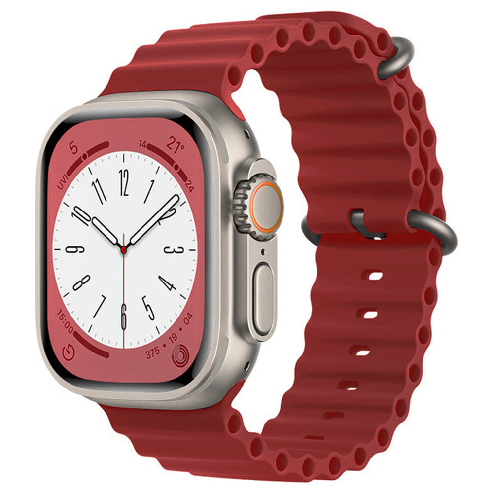 Techsuit - Watchband (W038) - Apple Watch 1/2/3/4/5/6/7/8/9/10/11/SE/SE 2/SE 3/Ultra/Ultra 2/Ultra 3 (42/44/45/46/49mm) - Wine Red