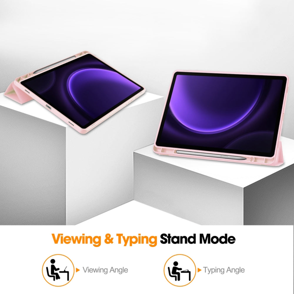 Techsuit - Flex Trifold (with Pencil Holder) - Galaxy Tab S9 / S9 FE / S10 FE - Pink