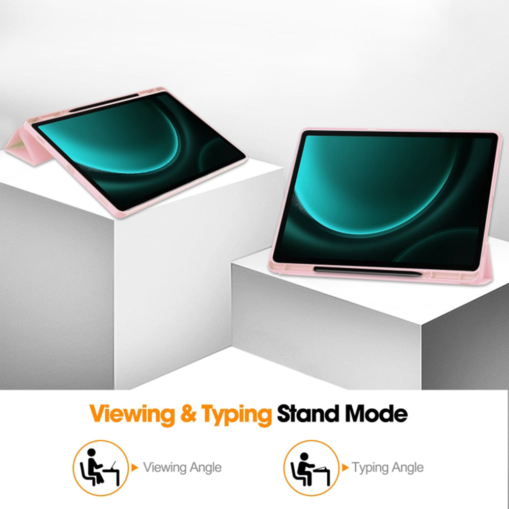 Techsuit - Flex Trifold (with Pencil Holder) - Galaxy Tab S9 Plus / S10 Plus / S9 FE Plus - Pink
