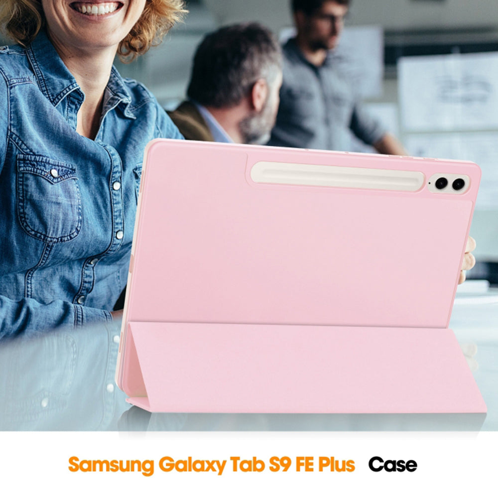 Techsuit - Flex Trifold (with Pencil Holder) - Galaxy Tab S9 Plus / S10 Plus / S9 FE Plus - Pink