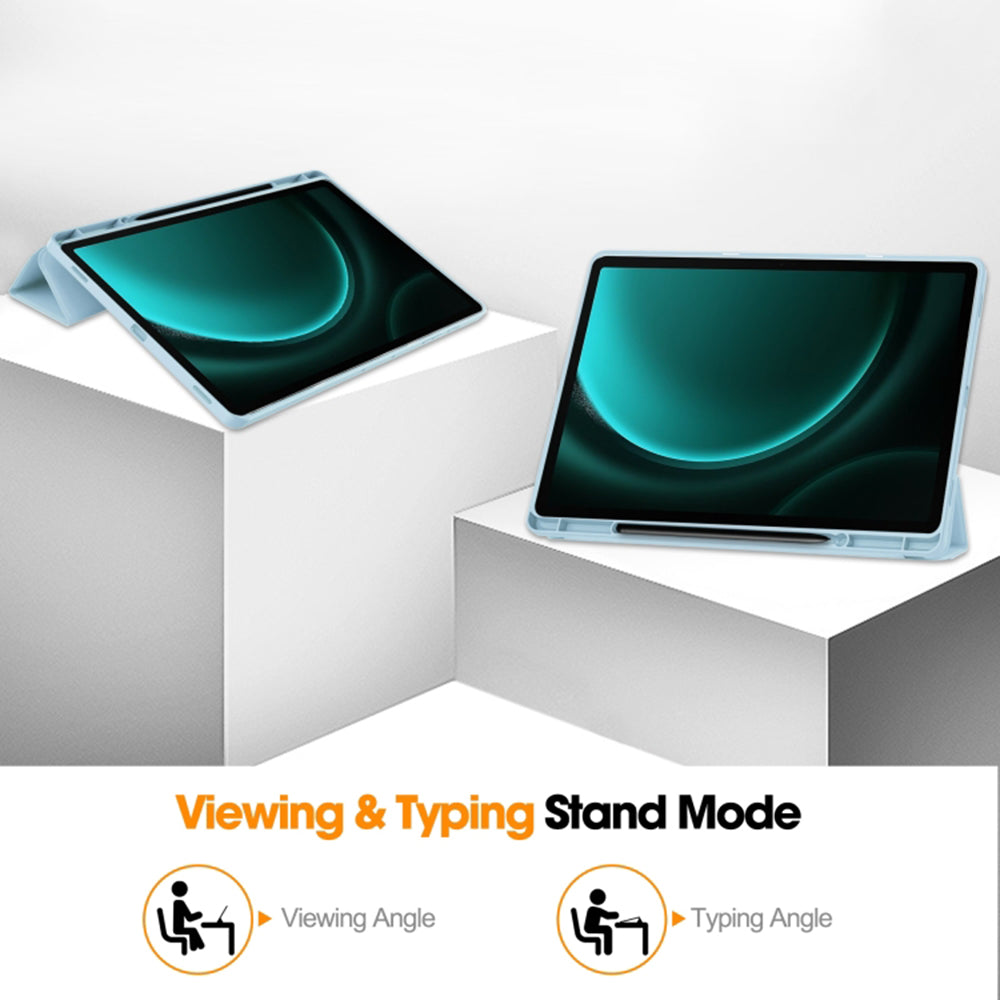 Techsuit - Flex Trifold (with Pencil Holder) - Galaxy Tab S9 FE Plus - Sky Blue