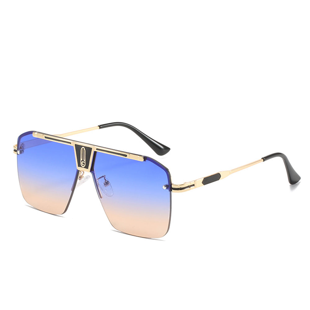 Techsuit - Μόδα > Αξεσουάρ > Γυαλιά Ηλίου (2576) - for Men with Aluminum Frame, Oversized - Gold / Blue / Brown