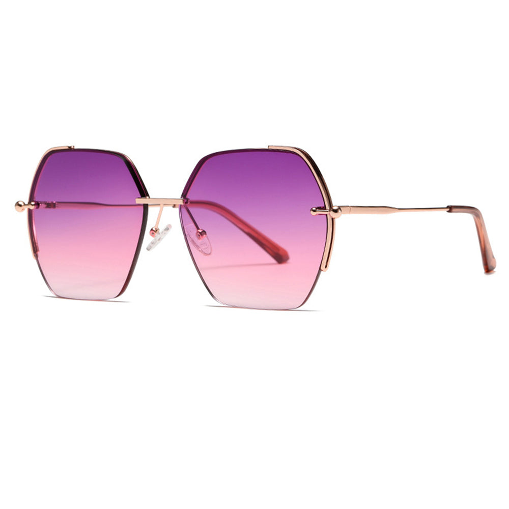 Techsuit - Μόδα > Αξεσουάρ > Γυαλιά Ηλίου (8561) - for Women with Metal Frame and Nylon Lens, Hexagonal - Rose Gold / Purple / Red