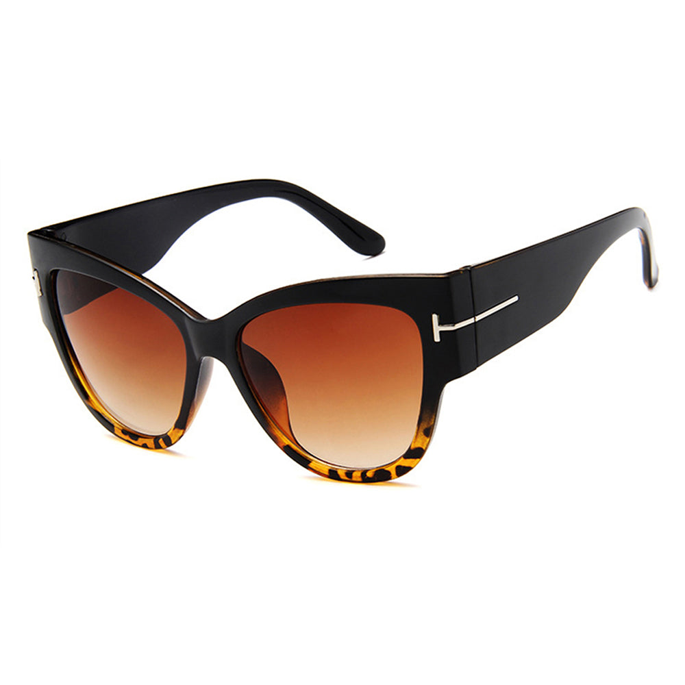 Techsuit - Μόδα > Αξεσουάρ > Γυαλιά Ηλίου (9778) - for Women with PC Frame and Lens, Cat Eye - Black / Leopard / Brown
