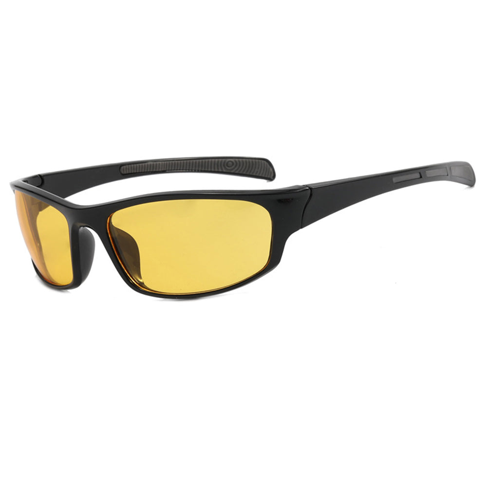 Techsuit - Bike Glasses (9937) - for Cycling, Sport Outdoor Activities, PC, Rectangular Shape, Unisex - Black / Yellow