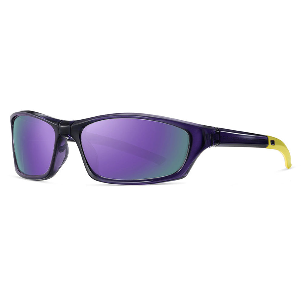 Techsuit - Bike Glasses (24101) - for Cycling and Sport Outdoor Activities, Polarized, Unisex - Black / Purple