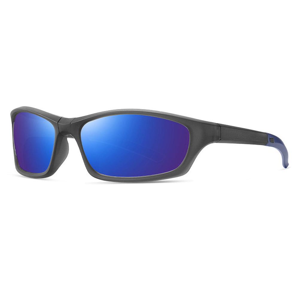 Techsuit - Bike Glasses (24101) - for Cycling and Sport Outdoor Activities, Polarized, Unisex - Gun / Blue