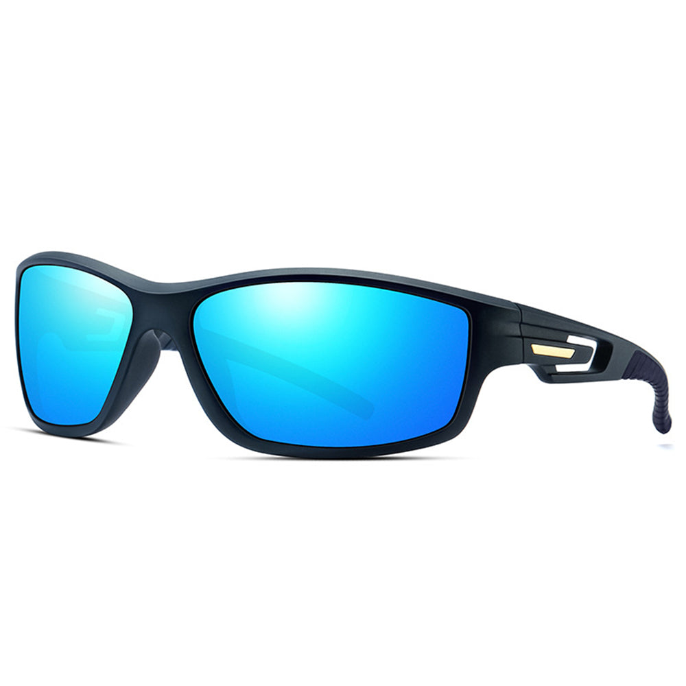 Techsuit - Bike Glasses (201910) - for Cycling and Sport Outdoor Activities, Polarized, Rectangular, Unisex - Blue