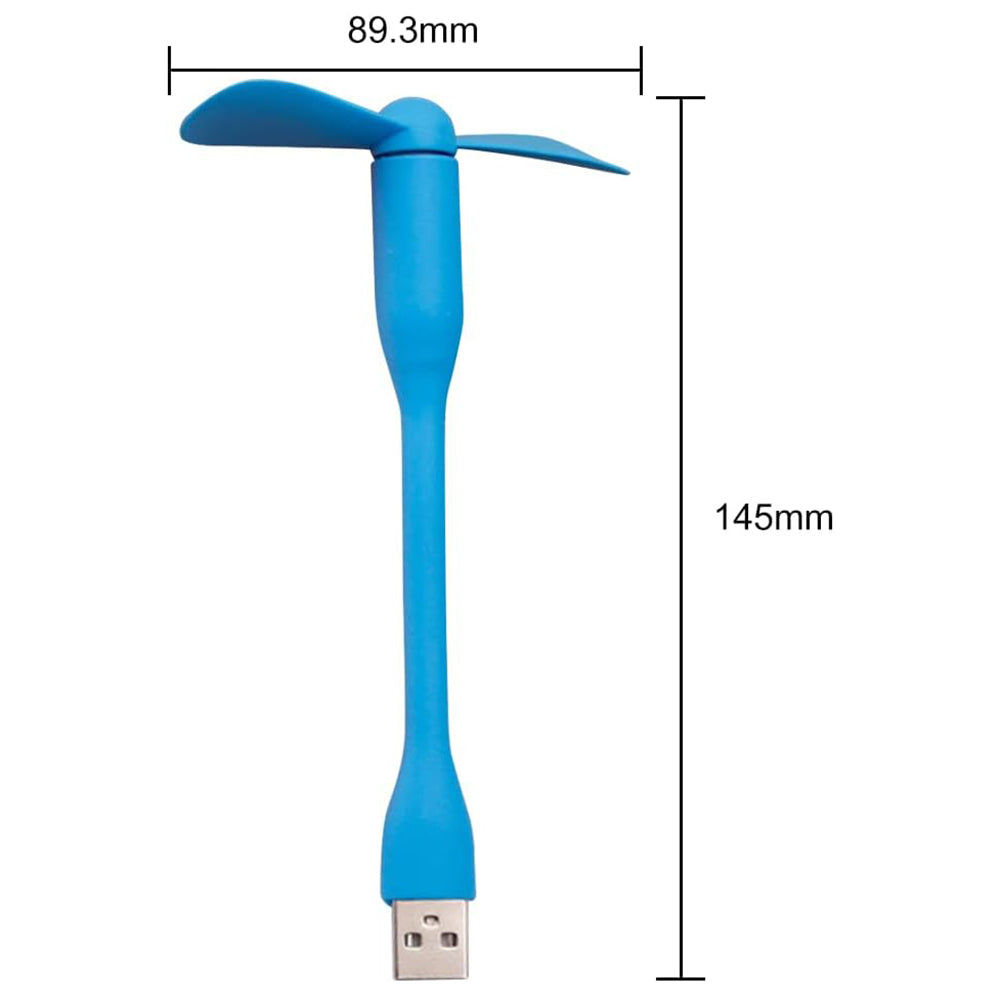 Techsuit - Mini USB Fan (TUF1) - Portable, Flexible, Bendable, 5V - Blue