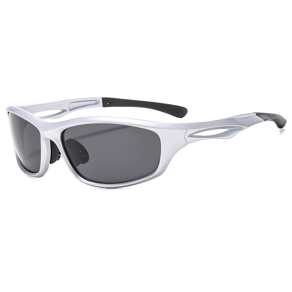 Techsuit - Bike Glasses (9309) - for Cycling and Sport Outdoor Activities, Polarized, PC Frame, Unisex - Silver / Gray