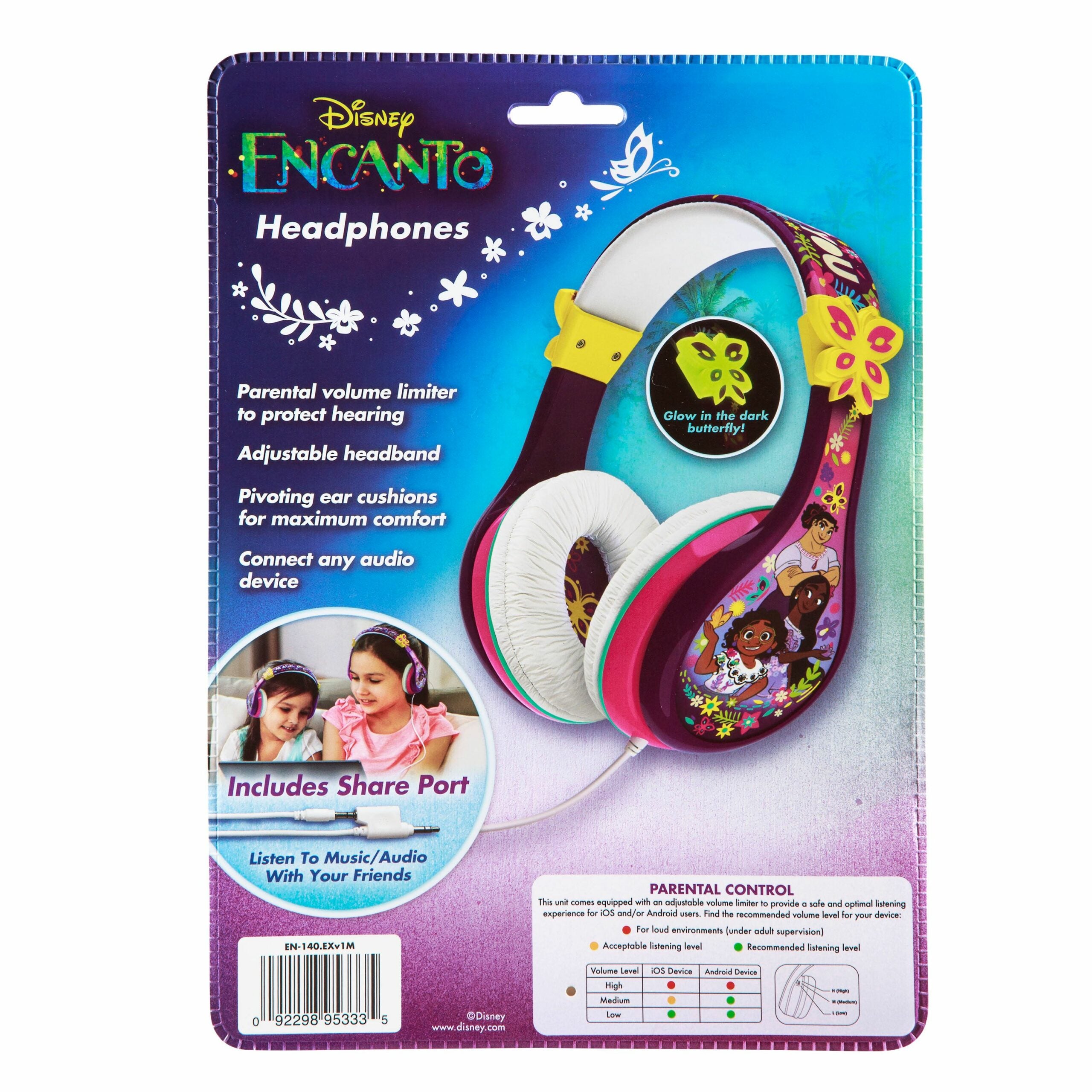 eKids Encanto Ενσύρματα Ακουστικά με ασφαλή μέγιστη ένταση ήχου για παιδιά και εφήβους (EN-140) (Μωβ/Λευκό/Ροζ)