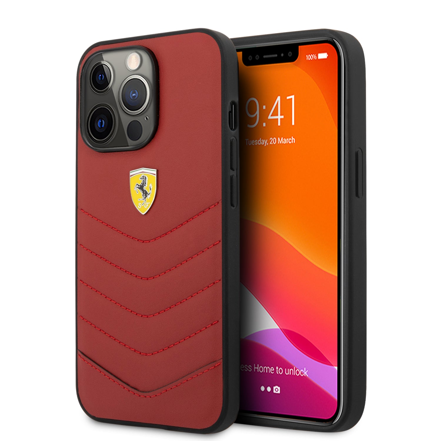 Ferrari "Off Track" Quilted Leather Case Θήκη Προστασίας Από Γνήσιο Καπιτονέ Δέρμα – Iphone 13 Pro Max (Κόκκινη/Quilted Leather/3D Logo) – Θήκη για κινητό από το PhoneBazaar.gr