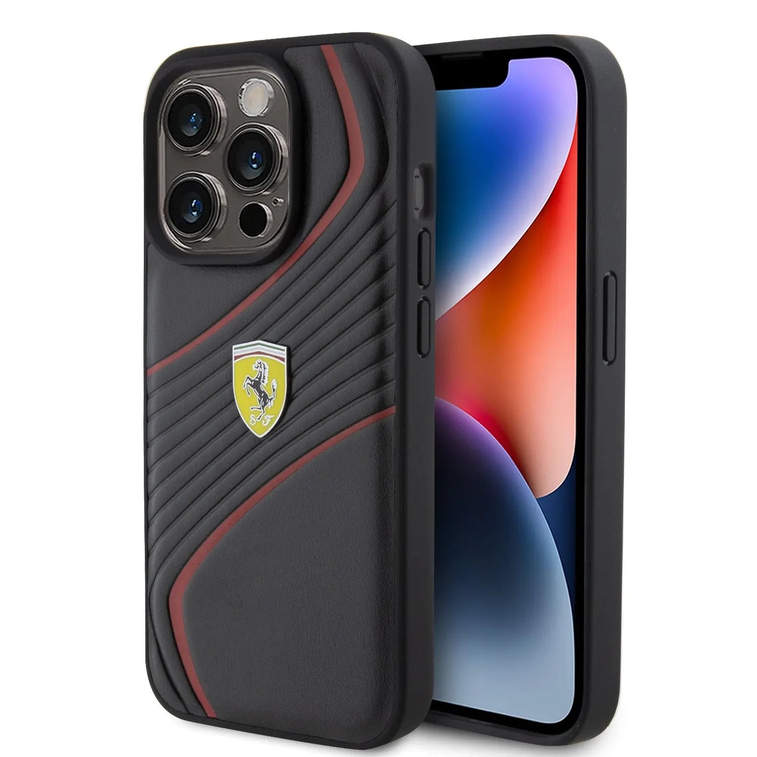 Ferrari Twist Metal Logo Hard Case Θήκη προστασίας από δερματίνη – iPhone 15 Pro (Black – FEHCP15LPTWK) – PhoneBazaar