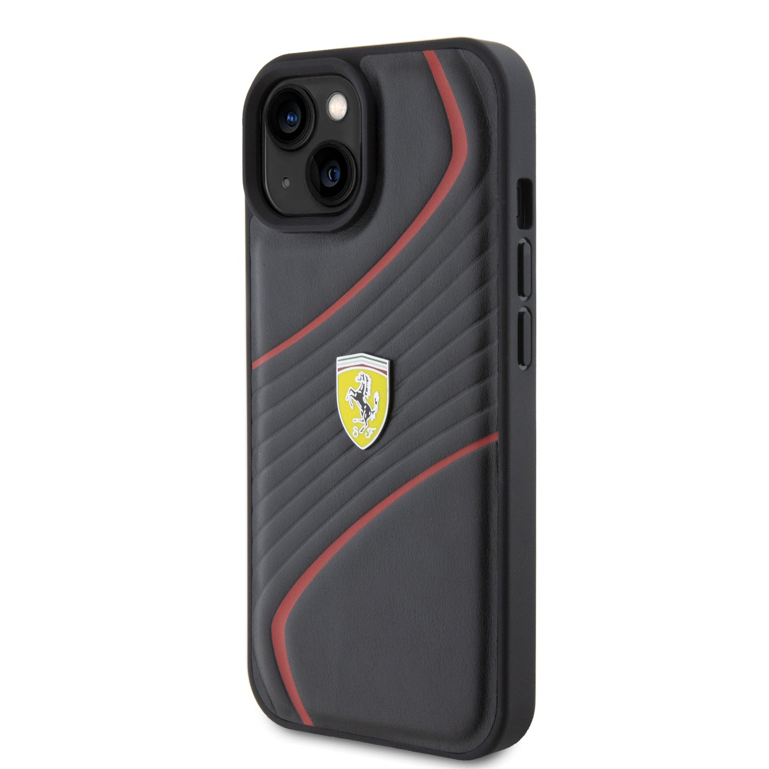 Ferrari Twist Metal Logo Hard Case Θήκη προστασίας από δερματίνη – iPhone 15 (Black – FEHCP15SPTWK)