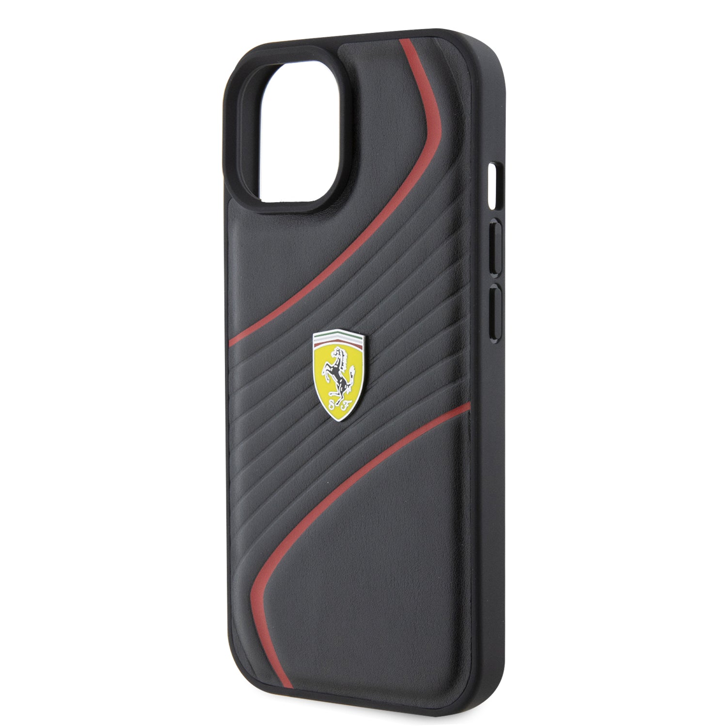 Ferrari Twist Metal Logo Hard Case Θήκη προστασίας από δερματίνη – iPhone 15 (Black – FEHCP15SPTWK)