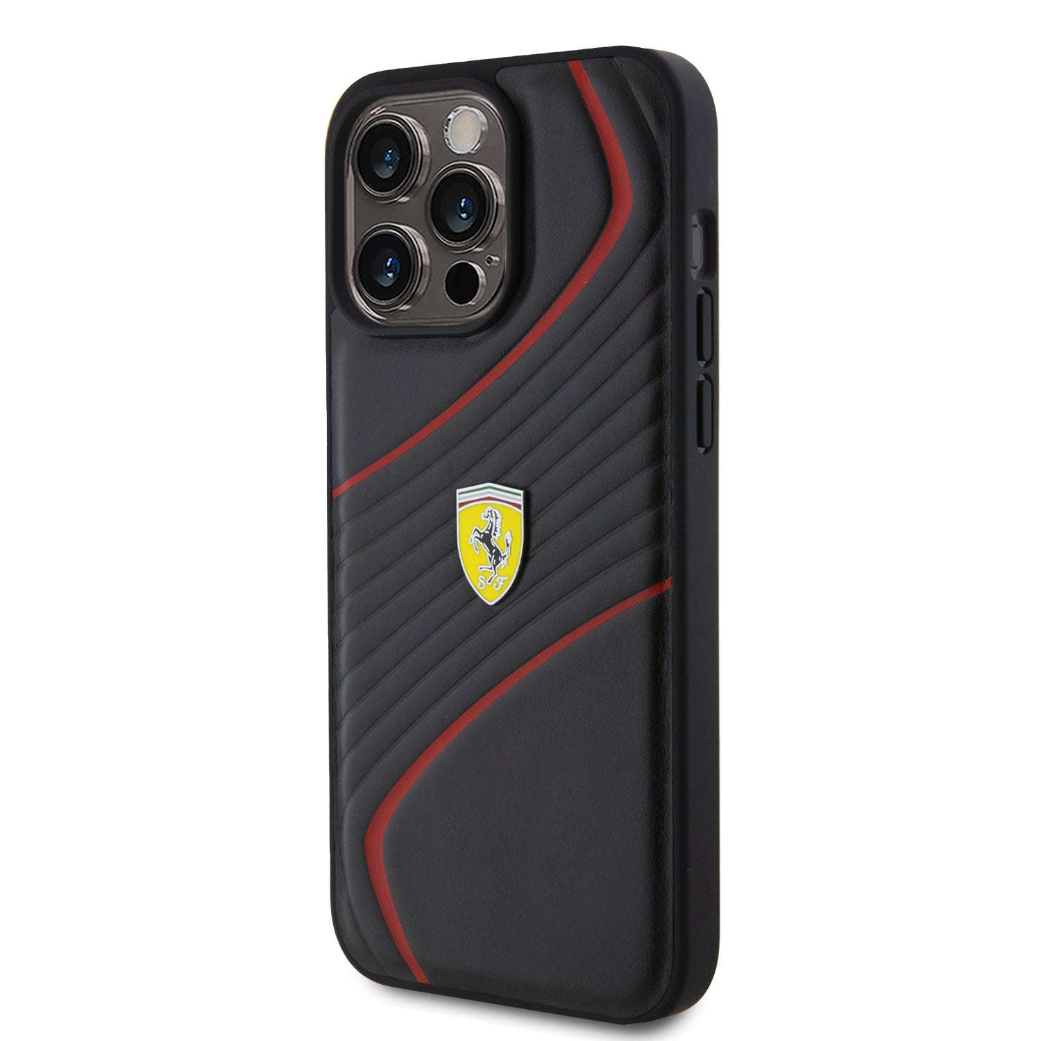 Ferrari Twist Metal Logo Hard Case Θήκη προστασίας από δερματίνη – iPhone 15 Pro Max (Black – FEHCP15XPTWK)
