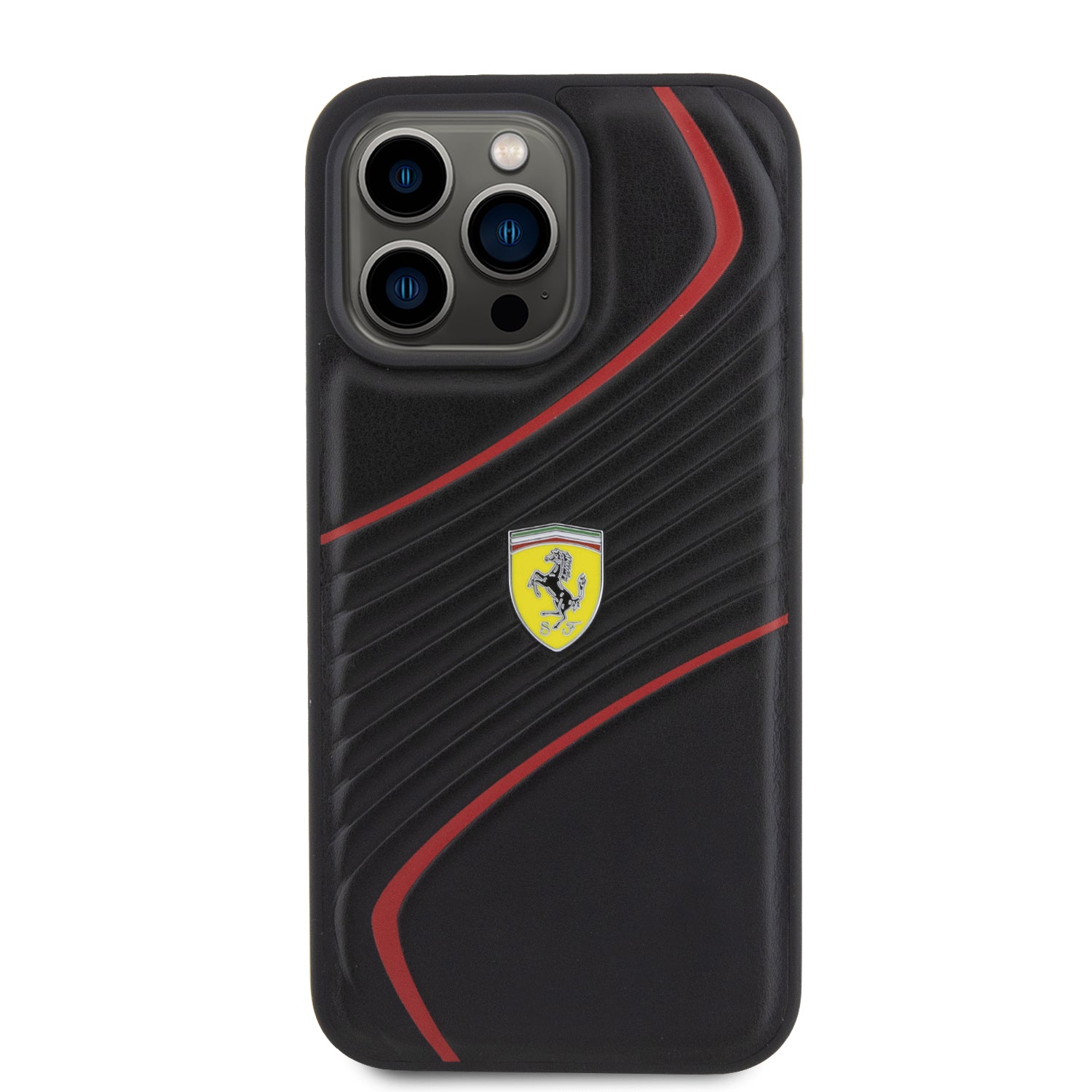 Ferrari Twist Metal Logo Hard Case Θήκη προστασίας από δερματίνη – iPhone 15 Pro Max (Black – FEHCP15XPTWK)