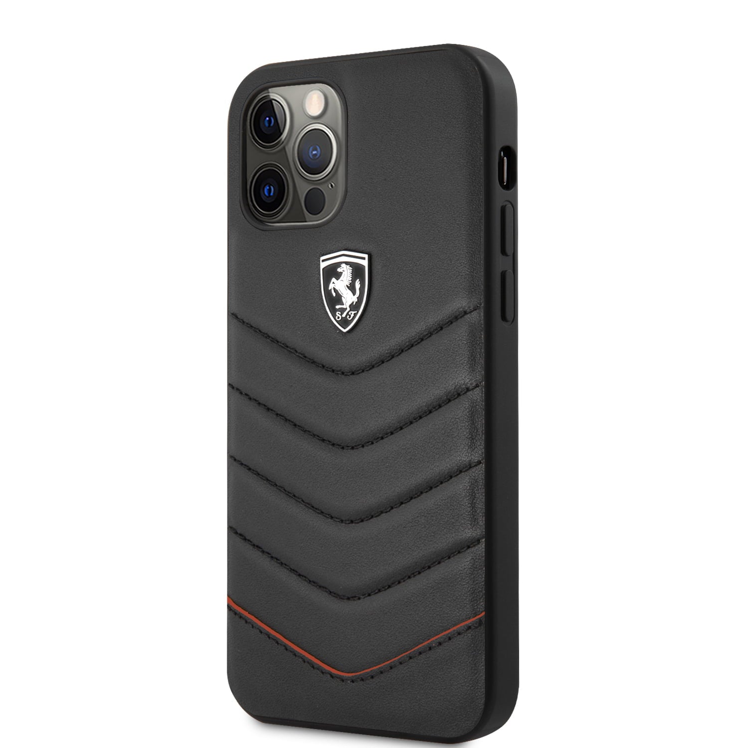 Ferrari "Off Track" Quilted Leather Case Θήκη προστασίας από γνήσιο καπιτονέ δέρμα – iPhone 12 Pro Max (Μαύρη/Quilted Leather/3D Logo)