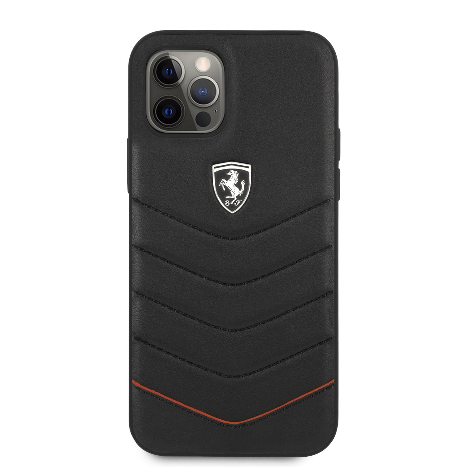 Ferrari "Off Track" Quilted Leather Case Θήκη προστασίας από γνήσιο καπιτονέ δέρμα – iPhone 12 Pro Max (Μαύρη/Quilted Leather/3D Logo)