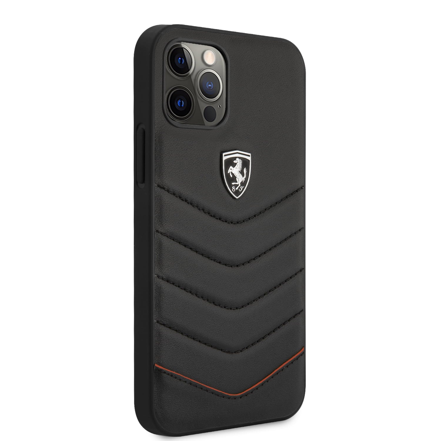 Ferrari "Off Track" Quilted Leather Case Θήκη προστασίας από γνήσιο καπιτονέ δέρμα – iPhone 12 Pro Max (Μαύρη/Quilted Leather/3D Logo)