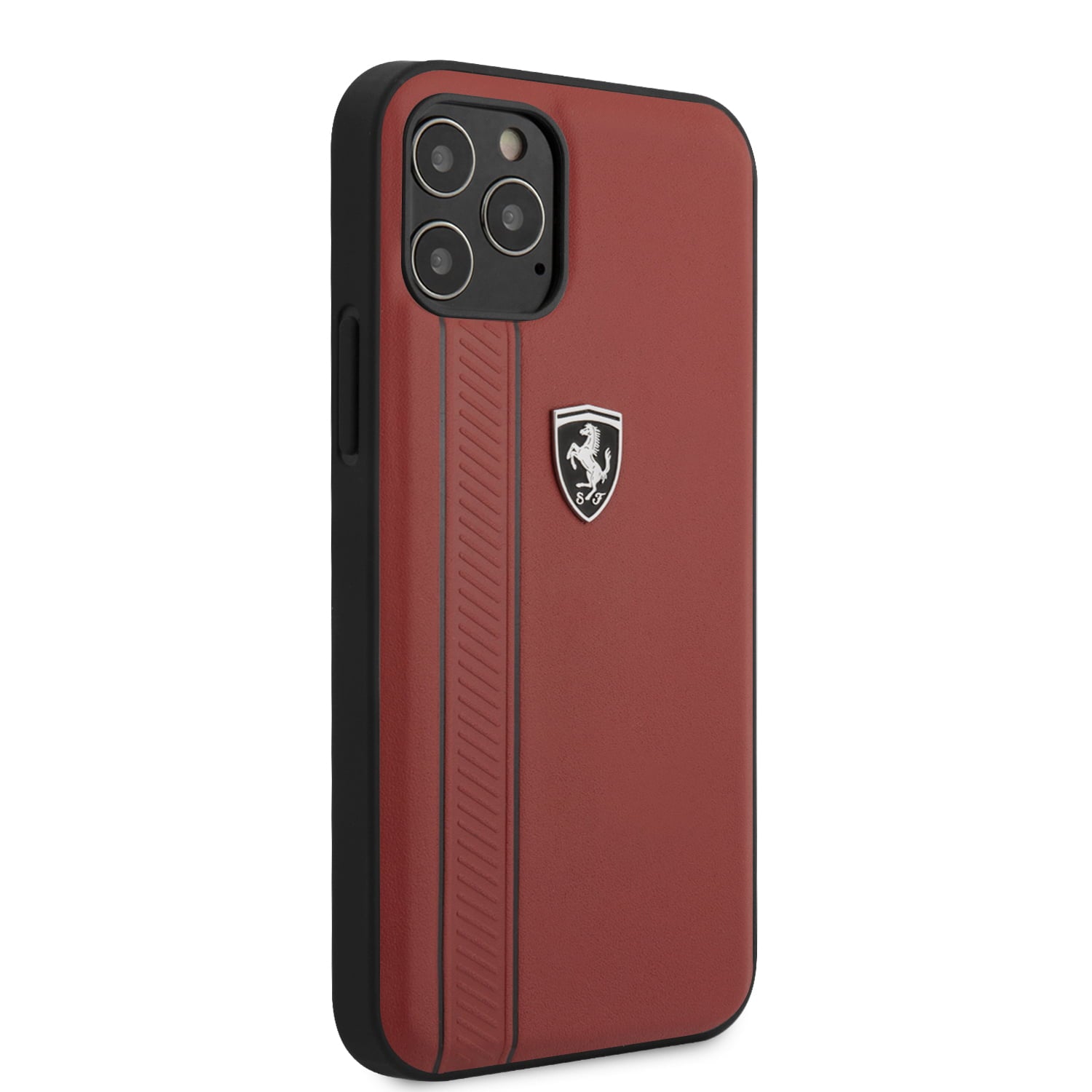 Ferrari "Off Track" Hard Leather Case with Embossed Stripes Θήκη προστασίας από γνήσιο δέρμα – iPhone 12 Pro Max (Κόκκινη/Leather/3D Logo)