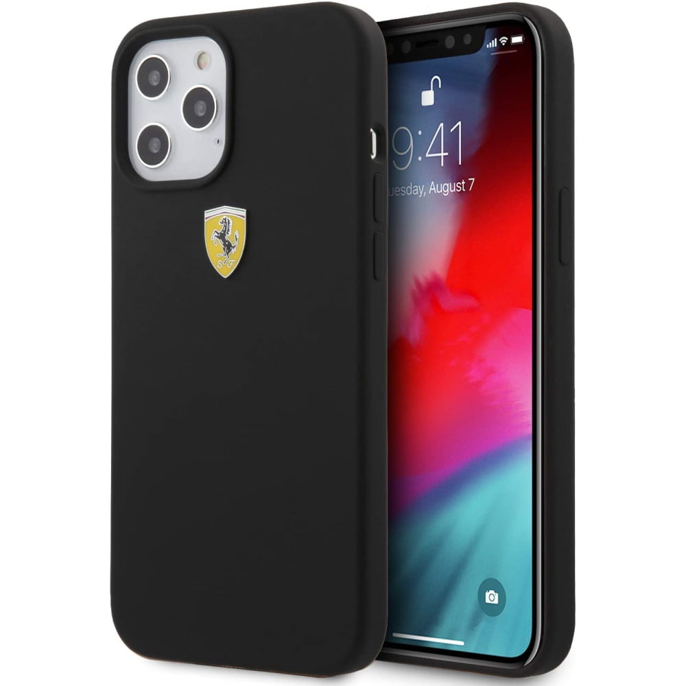 Ferrari "On Track" Liquid Silicone Case Θήκη προστασίας – iPhone 12 Pro Max (Μαύρη/3D Logo)